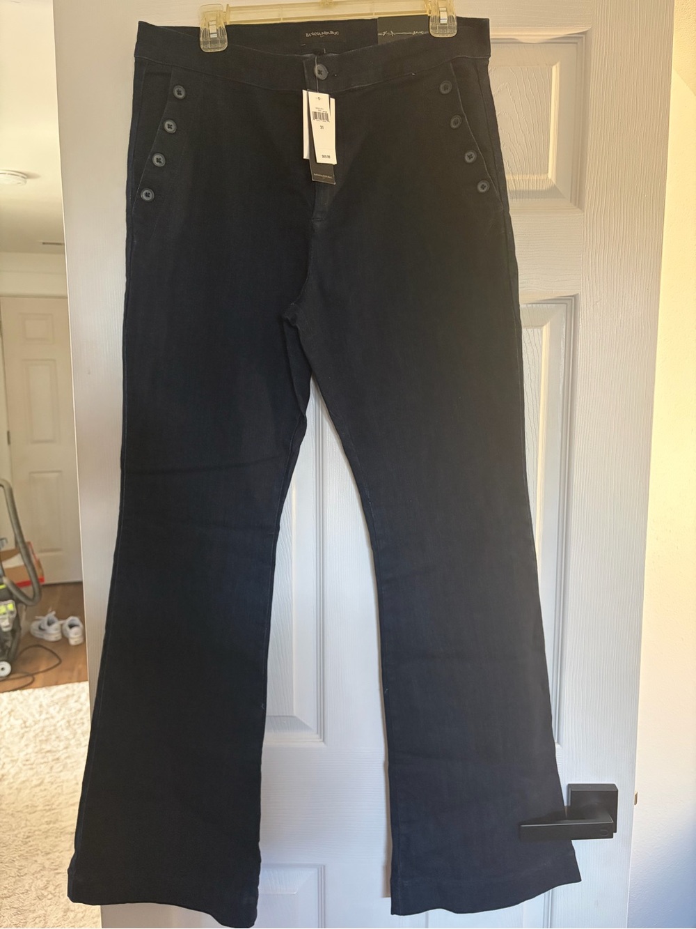 Banana Republic Dark WashWide-Leg Sailor-Button Jeans